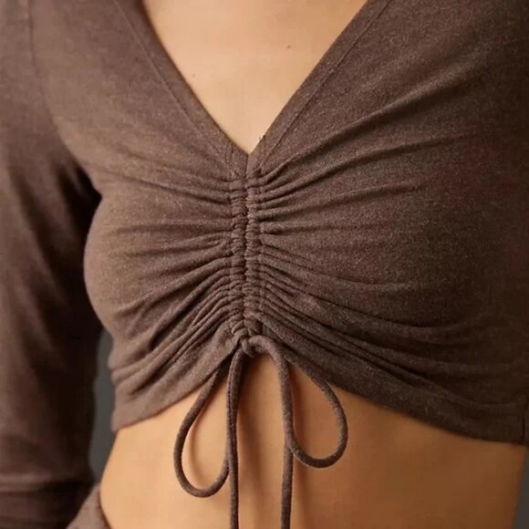 Daily Practice by Anthropologie The Humboldt Top Athleisure Workout in Cocoa M - Picture 2 of 13